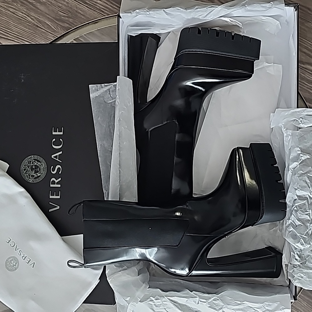 Versace Aevitas Calf Skin Platform Bootie